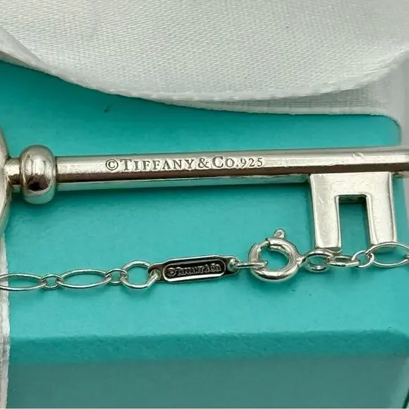 Tiffany & Co. Large Key Pendant Necklace Sterling Silver 925 Gift Box Authentic - Picture 7 of 12